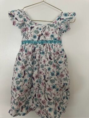 Peek White Floral Smocked Dress with Pink & Teal Accents